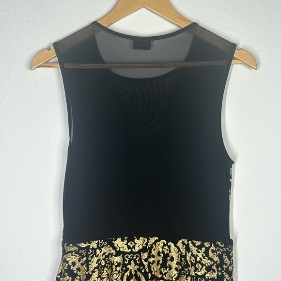 Sparkle & Fade Black and Gold Filigree Stretch Mini Dress Size Large - Picture 8 of 11